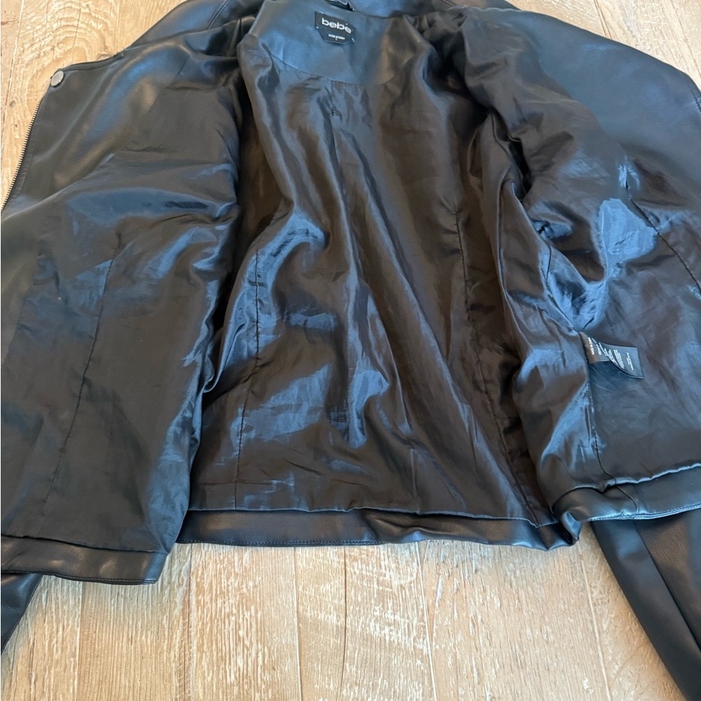 bebe Black Faux Leather Moto Jacket L - Picture 10 of 12